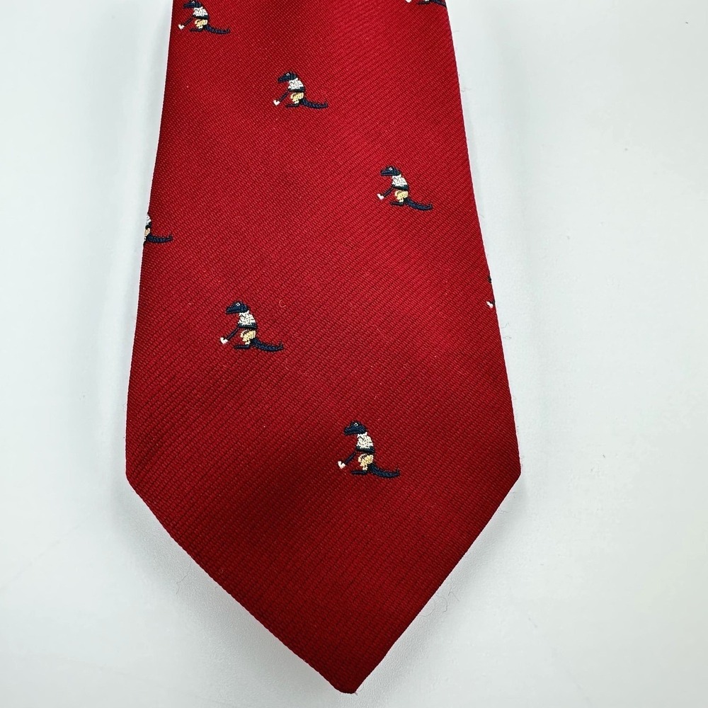 Vintage Bullocks Tie Mens Red Golf Alligator Novelty 80% Polyester‎ 20% Silk